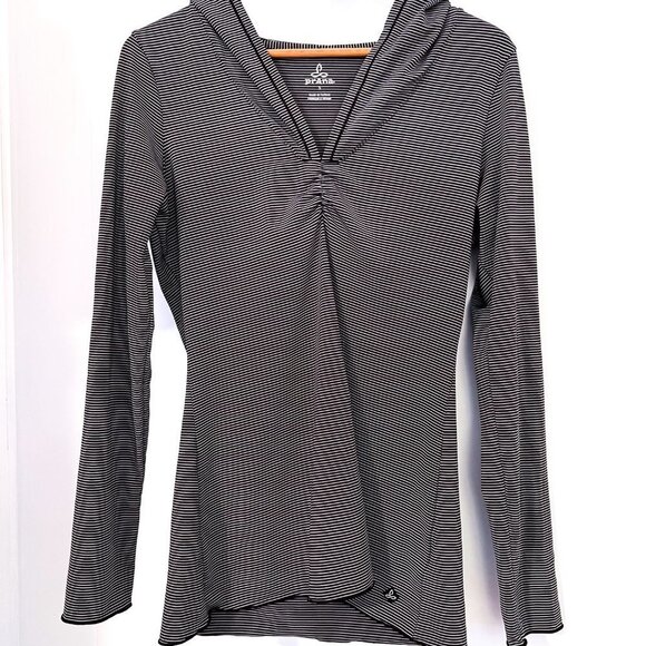 Prana Perry Striped Pullover Hoodie Black and white Size Small - Picture 4 of 9